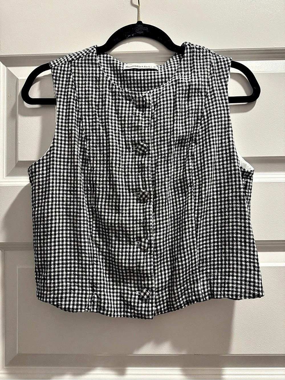 Abercrombie & Fitch Checkered Blouse in Black & White Size Medium